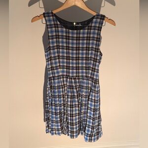 Blue Plaid Sleeveless Dress